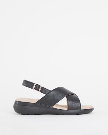 Cushion Walk Black Crossover Sandal -Wide Fit (E)