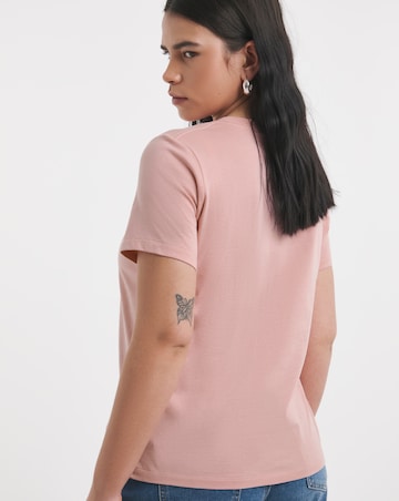 Simply Be Pink Embellished Neckline T-Shirt