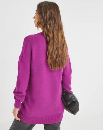 Purple V Neck Curved Hem Tunic