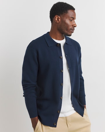 Navy Soft Touch Collared Cardigan