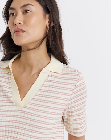 Stripe Polo Half Sleeve Top