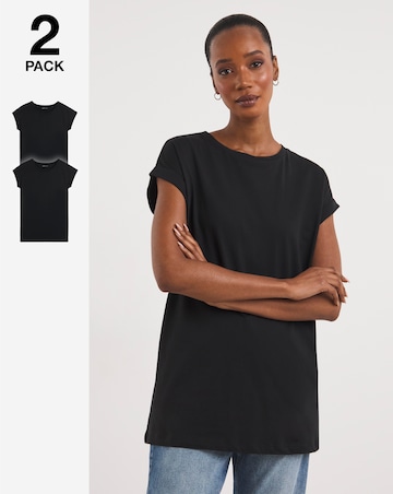 Simply Be 2 Pack Black/Black Boyfriend T-Shirts