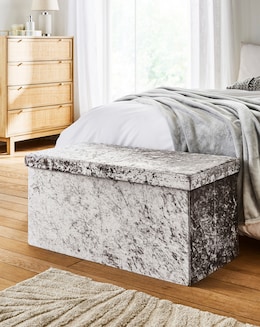 Crushed Velvet Foldable Storage Ottoman
