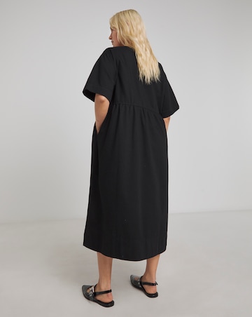 Simply Be Black Denim Tie Front Midi Dress