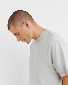 Relaxed Fit Acid Wash T-Shirt- Grey