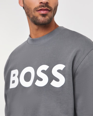BOSS Dark Grey Large Logo Crew Sweatshirt