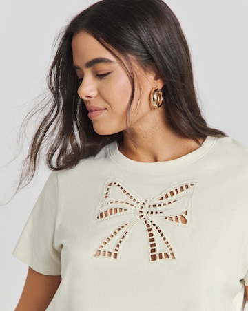 Simply Be Ecru Bow Cut Out T-Shirt