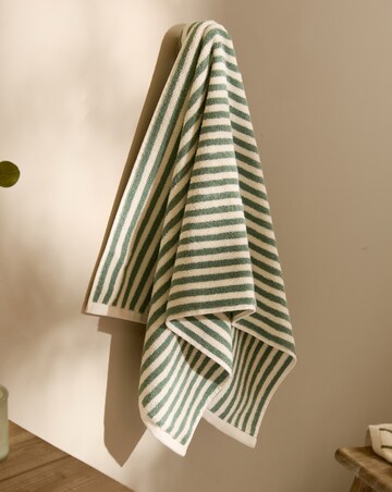 Yard Hebden Stripe Cotton Towel - Forest