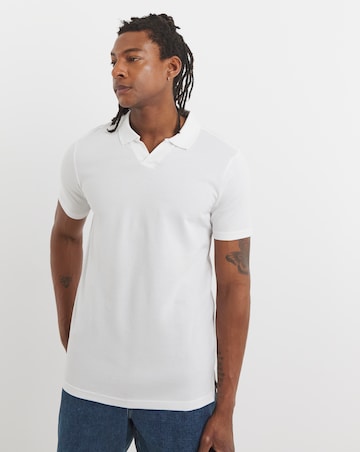 Trophy Neck Pique Polo- White