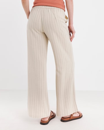 Stripe Linen Mix Wide Leg Trousers