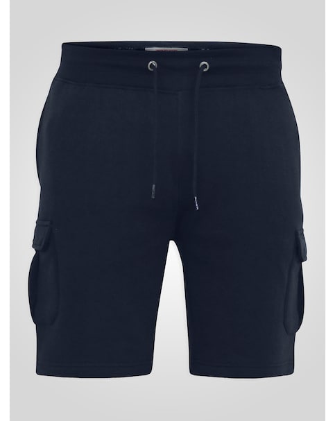 D555 Robinson Navy Elasticated Waist Fleece Cargo Shorts With Bear Embroidery