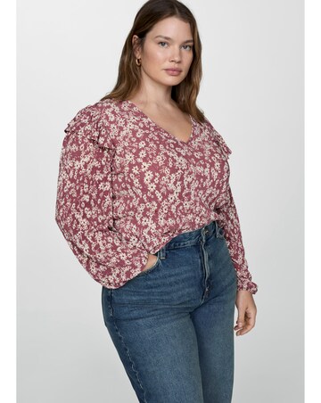 Mango Floral Shoulder Ruffle Top