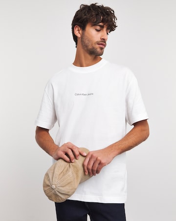 Calvin Klein Jeans Grid Monogram Short Sleeve T-shirt White