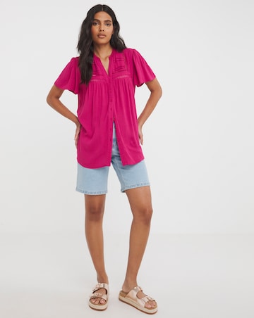 Crinkle Ladder Insert Blouse