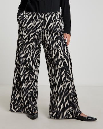 Abstract Print Waffle Wide Leg Trousers