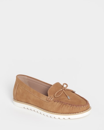 Cushion Walk Bow Detail Moccasin Flats - Wide Fit (E)