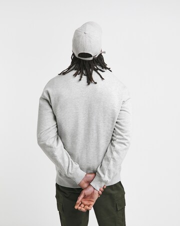 1/4 Zip Relaxed Fit Polo Sweatshirt- Grey Marl
