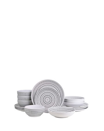 Waterside White Pad Print 16 Piece Dinner Set