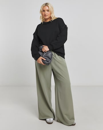 Black Lace Trim Sweatshirt