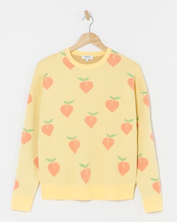 Simply Be Peach Pattern Crew Neck Jumper
