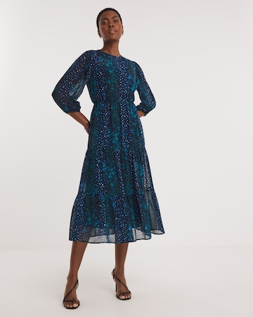 Printed Chiffon Smock Dress