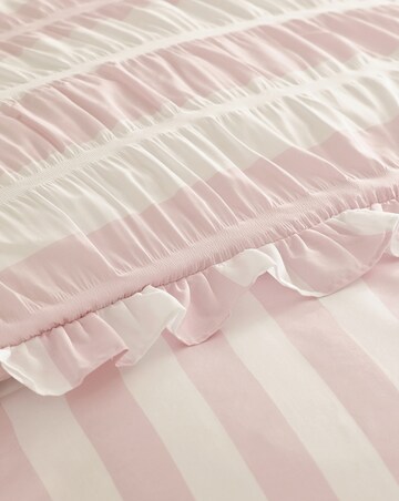 Catherine Lansfield Seersucker Frill Stripe Duvet Cover Set