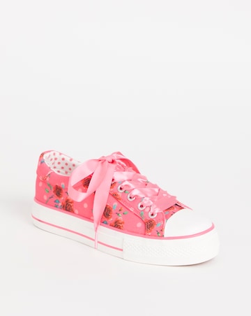 Joe Browns Pink Lace Up Platform Trainers- Wide Fit (E)