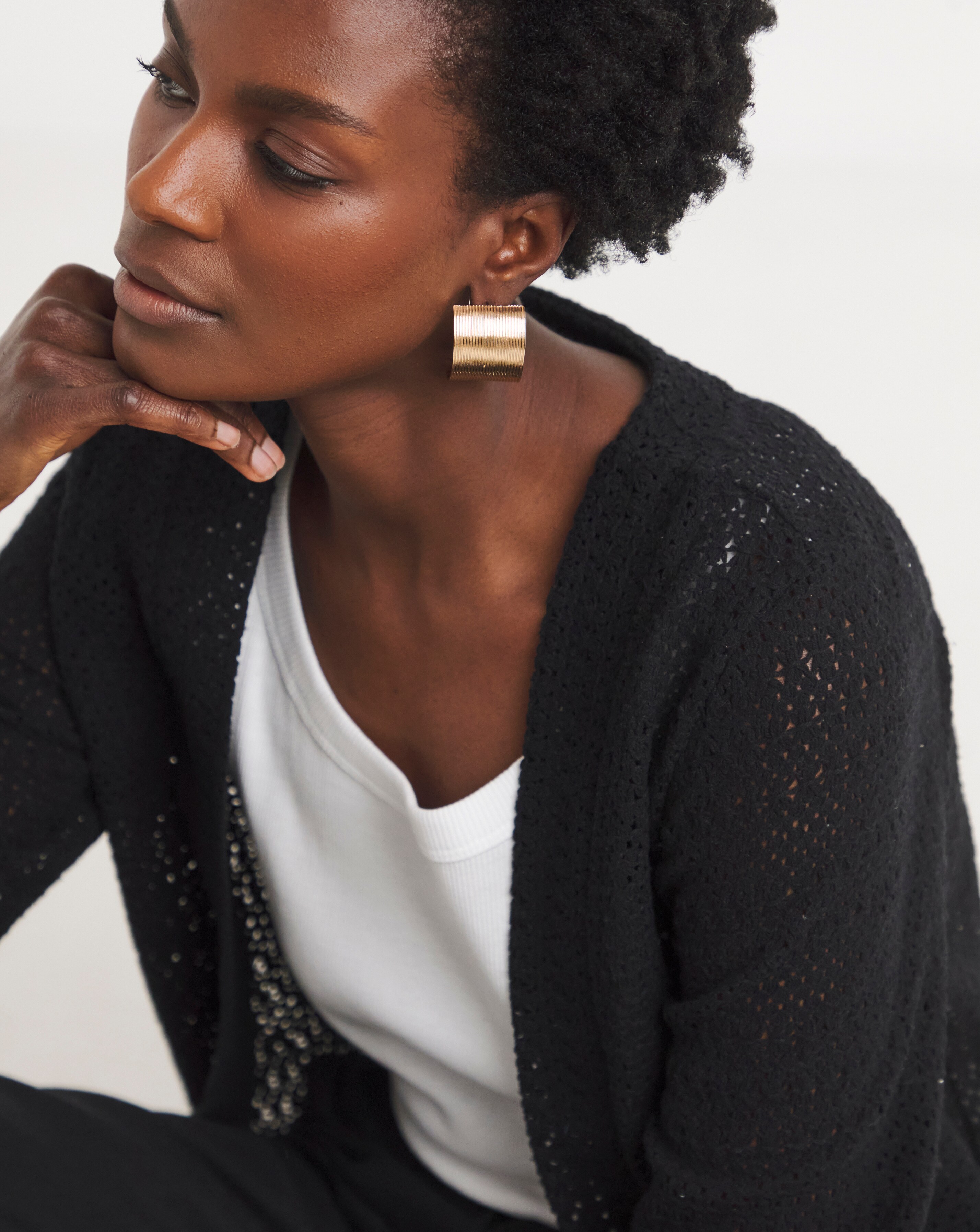 Black Crochet Kimono | Ambrose Wilson Black Crochet Kimono | Ambrose Wilson
