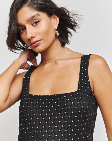 Black/Silver Mesh Maxi Dress