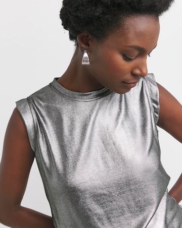Pewter Crew Neck Foiled Tank