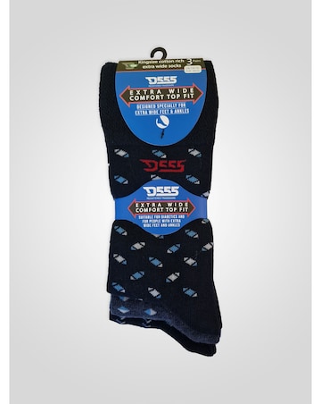 D555 Big & Tall D555 Pack Of 3 Patterned Extra Wide Comfort Fit Socks