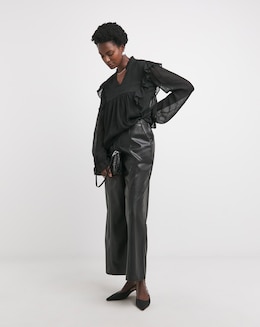 Check Frill Detail Blouse