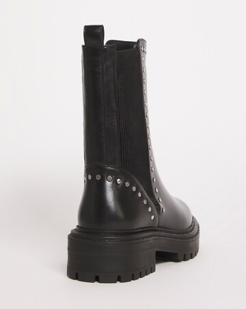 Leather Elasticated Boot With Stud Detail EEE Fit