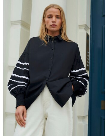 Ro&Zo Black Trim Insert Sleeve Blouse