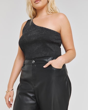 Black PU Straight Leg Trousers