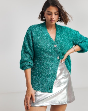 Simply Be X Twisted Wunder Green Tinsel Cardigan