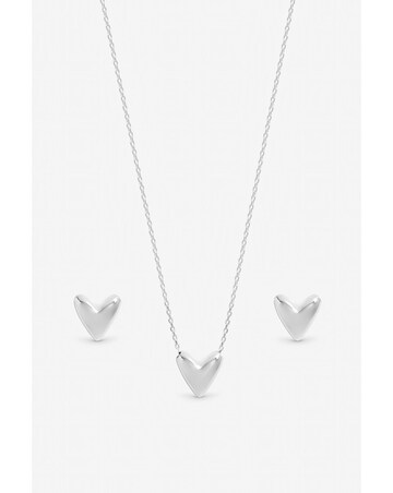 Inicio Sterling Silver Plated Puff Heart Set - Gift Box