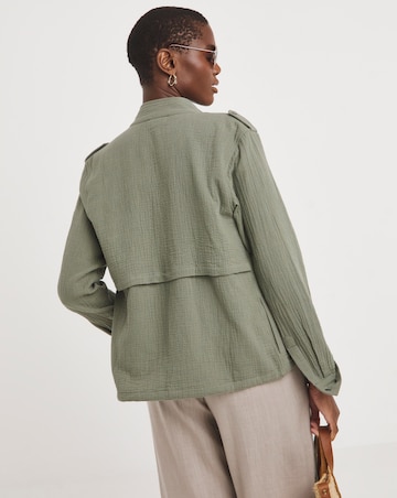 Green Textured Utility Jacket