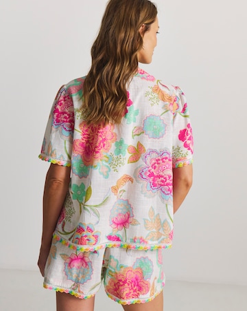 Figleaves Cotton Beach Shirt And Short Co-Ord Floral Print