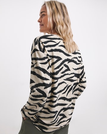 V Neck Soft Touch Zebra Print Longline Top