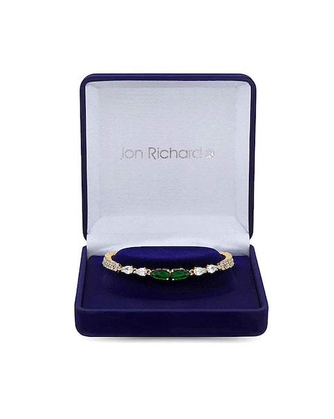 Jon Richard Gold Plated Cubic Zirconia Emerald Green Pear Bracelet - Gift Boxed