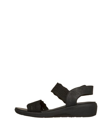 Skechers Arya Glitter Knit Sling Back Black Sandals - Standard Fit (D)