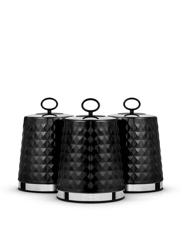Tower Solitaire Set of 3 Canisters-Black