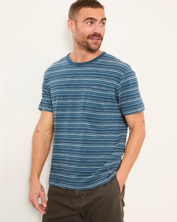 FatFace Ripon Jacquard Stripe Tee (Regular & Tall) - Navy