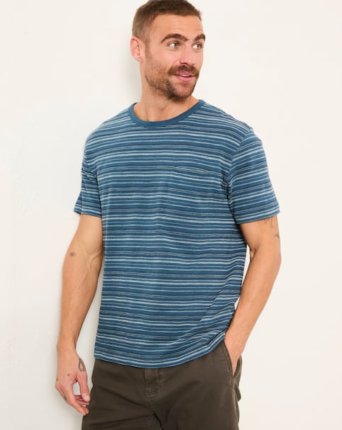 FatFace Ripon Jacquard Stripe T-Shirt - Navy