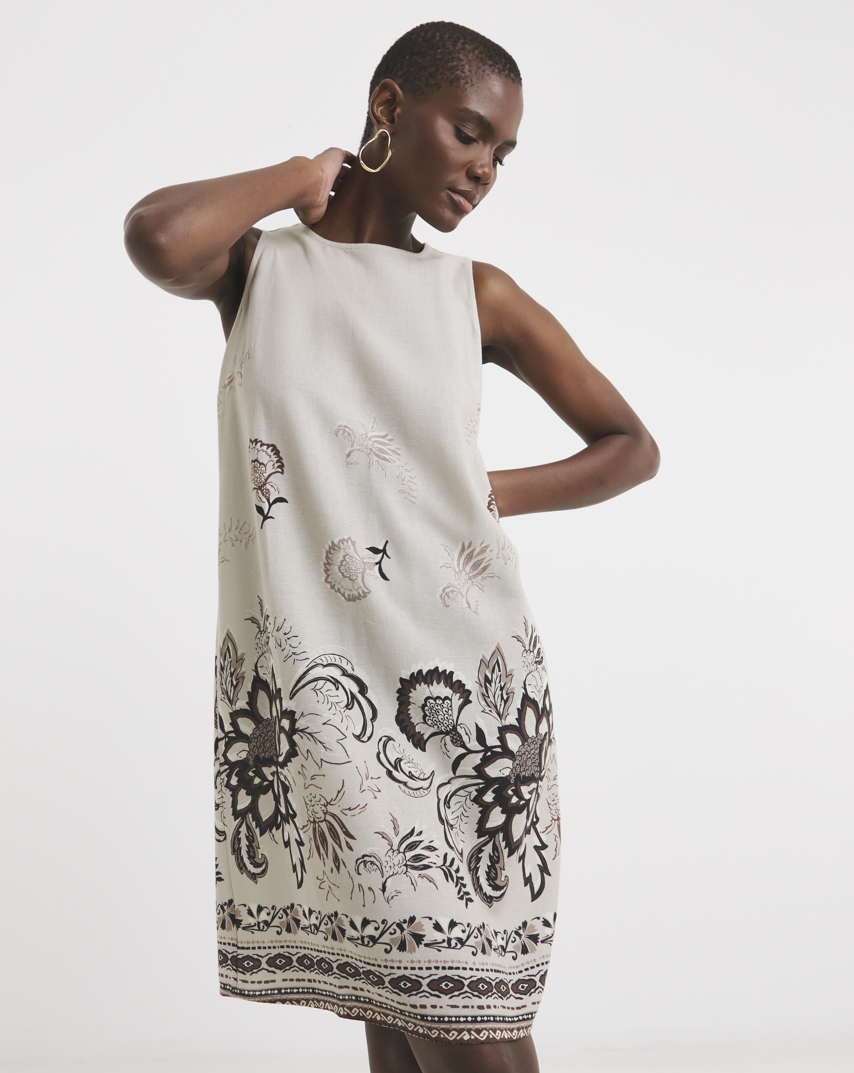 linen mix shift dress product info and reviews Linen-blend Square Neck Tie Strap Mini Shift Dress