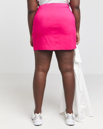 Hot Pink Super Stretch Bengaline Split Mini Skirt