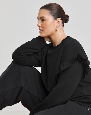 Simply Be Black Frill Detail Sweatshirt