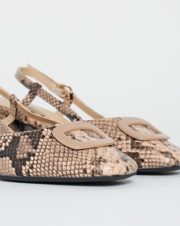 Luella Heeled Slingbacks With Buckle Trim - Extra Wide Fit (EEE)