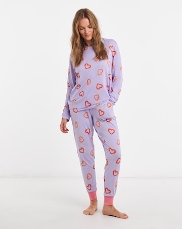 Chelsea Peers Classic Crew Neck Pyjama Set Shrimp Heart Print